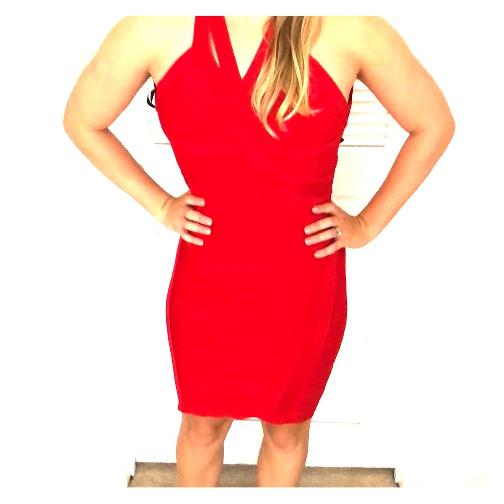 bebe Red, Sexy Bandage Dress